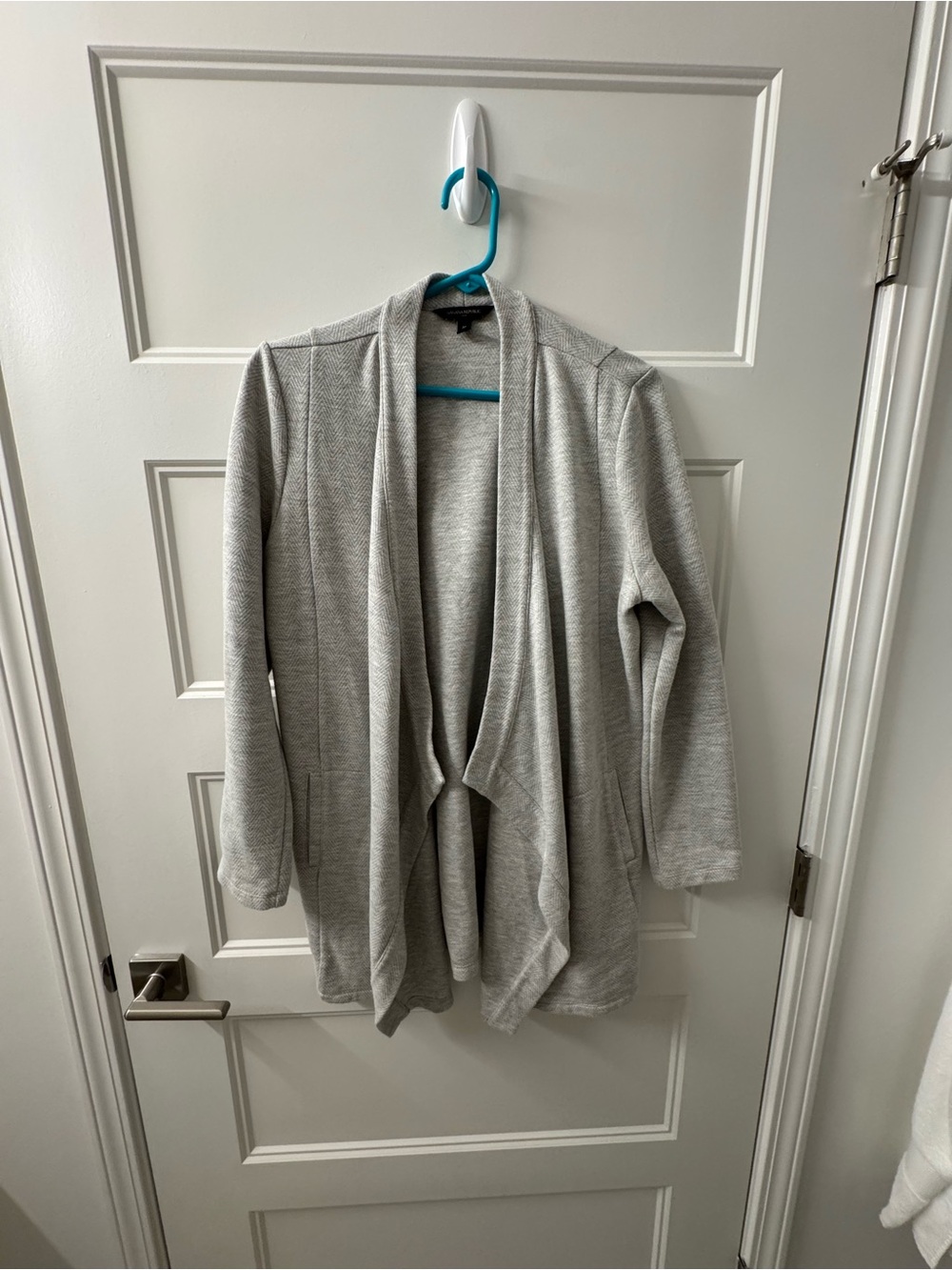 Banana Republic Heather Gray Open-Front Draped Cardigan